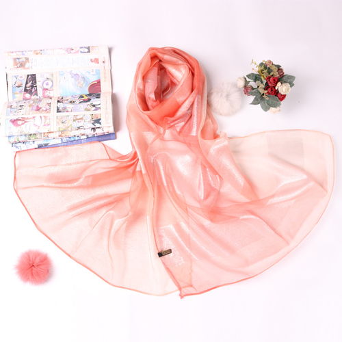 春夏新款優(yōu)雅百搭絲巾 仿真絲漸變色臟染兩用時(shí)尚圍巾披肩 lxfz