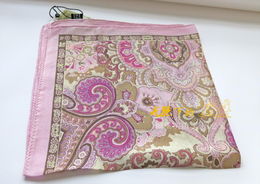 輕然環保印花 真絲桑蠶絲時尚腰果印花小方巾領巾的綠色風尚